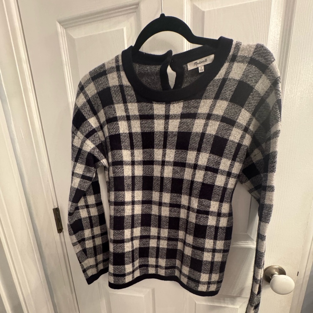 Madewell black and white checked sweater